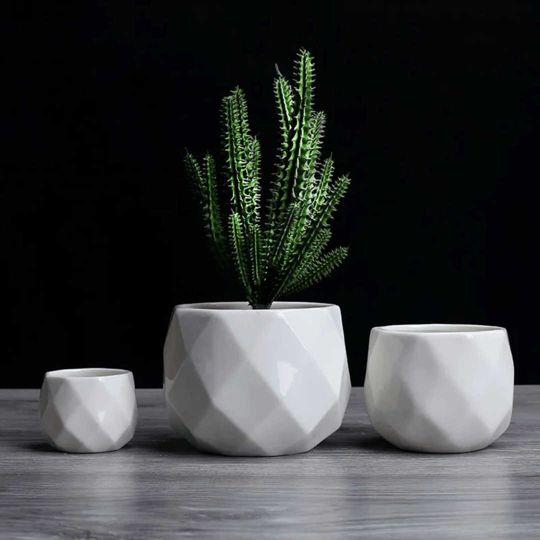 Geo White Planters